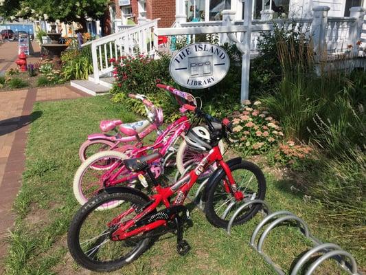 Parked our bikes and got books