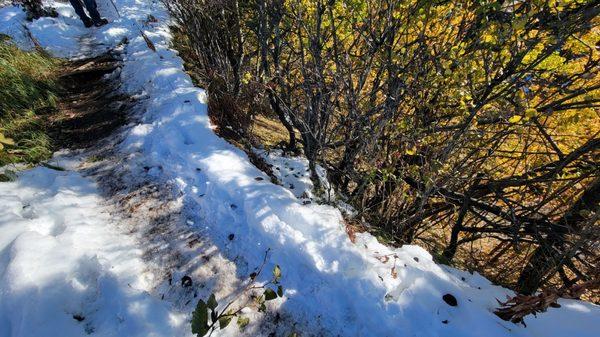 In a few places the trail is a little narrow with a steep drop-off