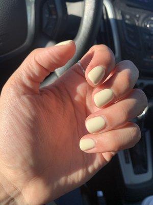 Pastel yellow gel manicure for $32