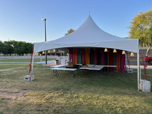 One of our 20 x 20 tents, client made a custom backdrop, looks amazing