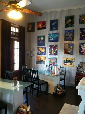 Painting studio, room for seventeen artists to get their paint.