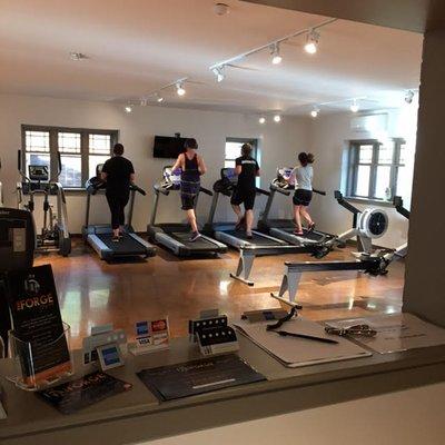 Cardio room includes treadmills, elipticals, Concept 2 rowers, SkiErg, and more.