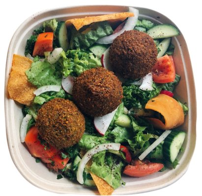 Falafel on top of fattoush salad