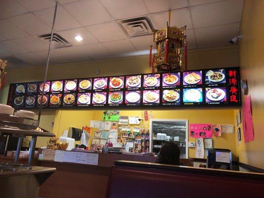 Menu board and customer counter.