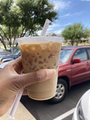 Iced coffee with butterscotch flavor.