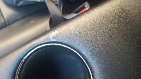 Coffee stains still on center console