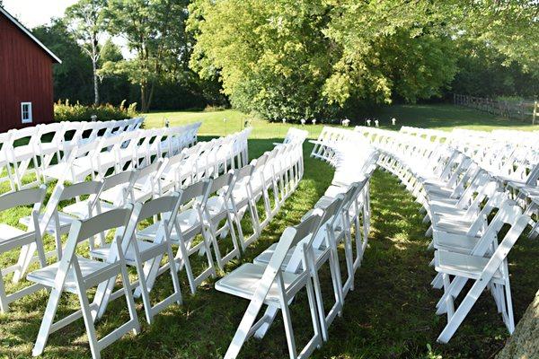 White resin wedding chairs