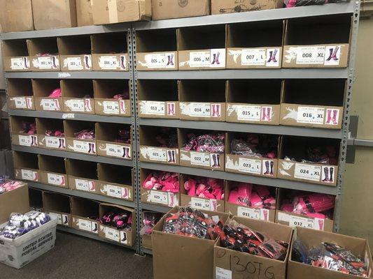 Behind the Scenes - Huge Inventory of Pink Awareness Socks