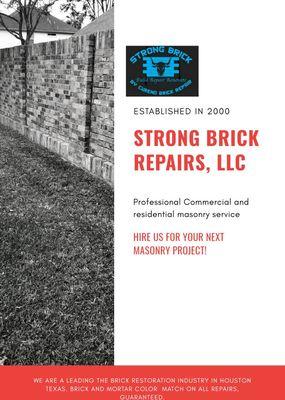 Strong brick repairs, leading the masonry industry.
Perimeter brick fence, repairs and installations. Call today. 832-943-2441