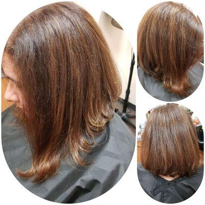 Happy Client 
Color Lowlights 
Haircut & Styled 
Long Aline