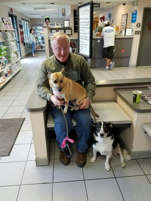 Don and dogs waiting for the vet.