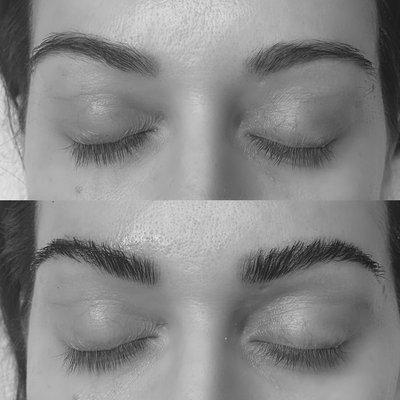 Brow Lamination, wax + tint