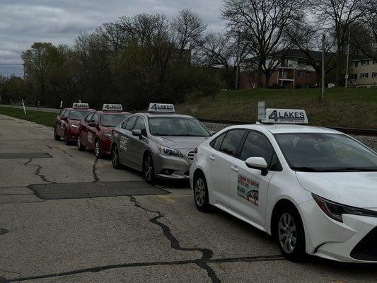 Modern fleet of 4Lakes Driving School Cars.