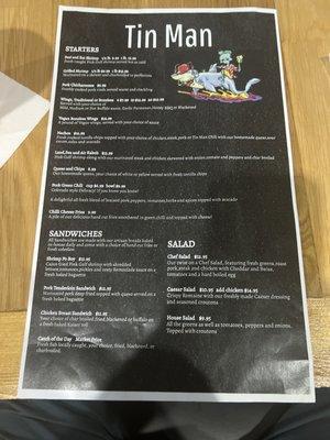 Menu front