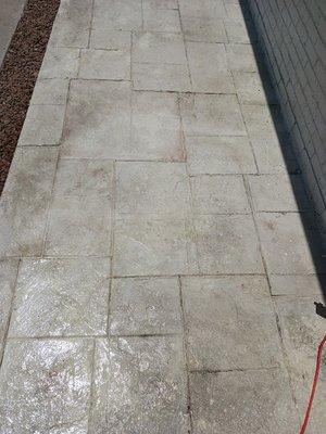 white stamped concrete