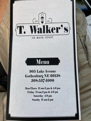 Front of takeout menu