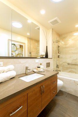 The gorgeous bathroom at our listing located at 1963 Rock Street in Mountain View