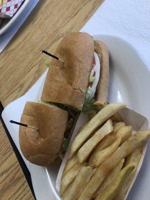 1/2 Shrimp poboy and fries