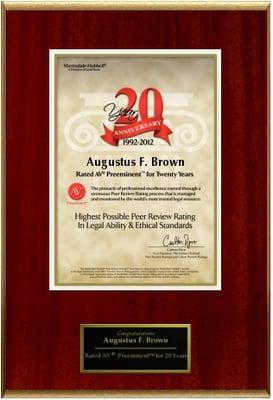 Award given to Augustus F Brown