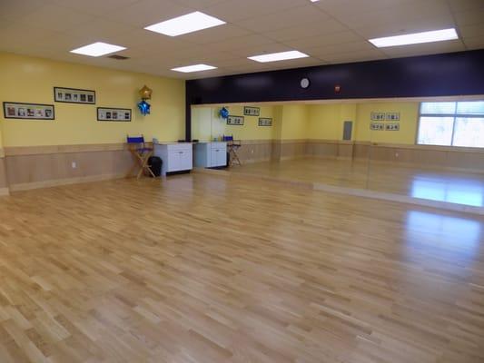 This room is known as, 42nd Street.  All Preschool Aged and Tap Classes are taught in this room.