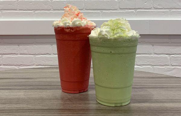 Red Velvet Cake and Matcha Frappes