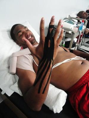 Kinesio Taping used on Dominc Breazeale, All American Heavyweight 2012 Olympic potential.