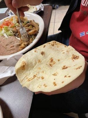 Hot and fresh tortillas for the fajita