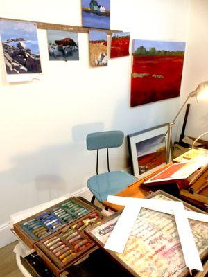 Paloma Costell's studio space located in the rear of the gallery.