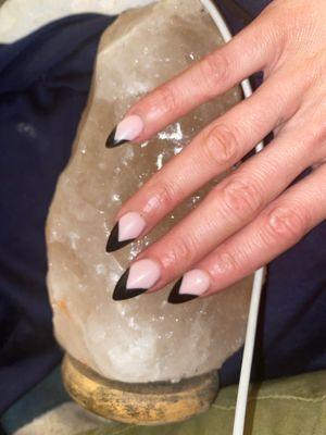 beautiful black french tip nails