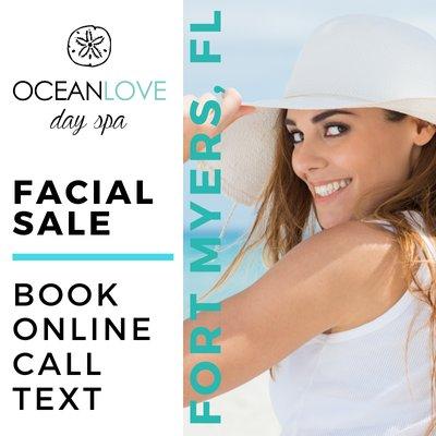 50% off facials
Call/Text/Book online 
oceanlovedayspa@gmail.com