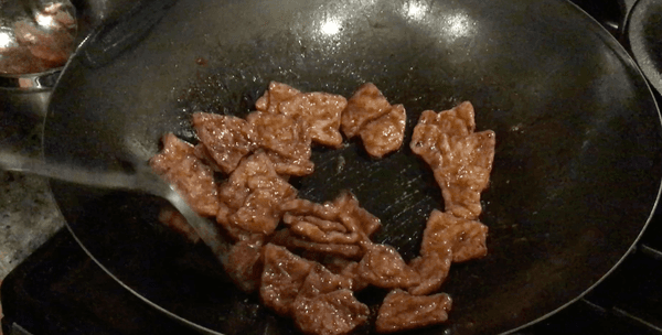 Some of their rehydrated shredded soy fried up at home