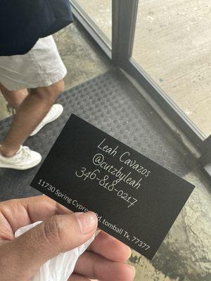 Leah Cavazos barber card