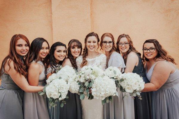 Stephy did makeup for the three bridesmaids on the right and the two closest to me on the left. The two furthest on the left did their own.