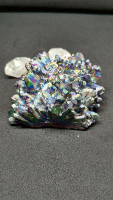 Titanium aura quartz cluster