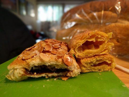 Inside the date bear claw and apple pastry