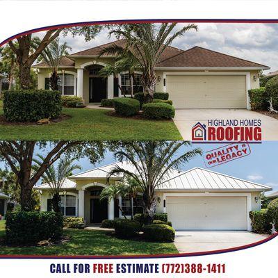 Upgrade from Shingles to metal Roof and be prepared for Hurricane season! Call 7723881411 for FREE estimate