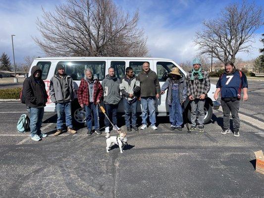 First load of guys in the New Hope ministries van