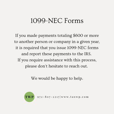 1099- NEC information.