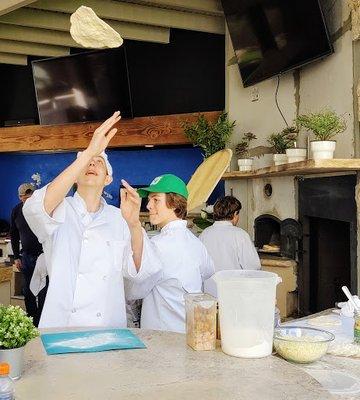 Justin, Will & Edward Pizza Dough Throwing