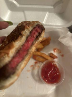 Undercooked burger