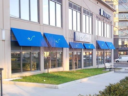 Awnings and signage for Sea Pearl Restaurant in the new Mosaic District in Merrifield, Fairfax.