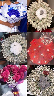 Money and glitter rose bouquets