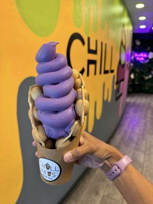 Egg puff with Ube Soft Serve