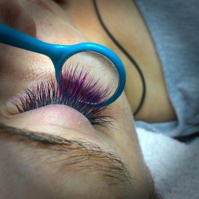 Colored eyelash extensions add fun and flair!