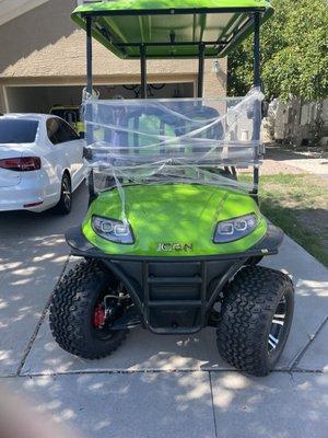 Delivering monster golf cart