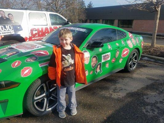 my son with the mustang