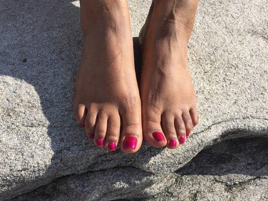 On top of stone mountain enjoying the sun! Pedicure courtesy of Self Care Salon and Spa.