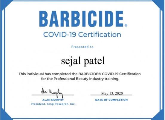 Got COVID-19 certificaton  getting ready to open safely for all clients,colleagues and me.