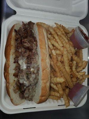 Philly cheesesteak with fries