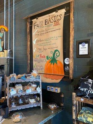 another menu and the homemade baked goods rack